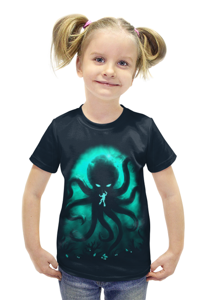 Заказать детскую футболку в Москве. Футболка с полной запечаткой для девочек Подводный мир  от ПРИНТЫ ПЕЧАТЬ  - готовые дизайны и нанесение принтов.