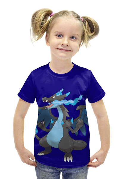 Заказать детскую футболку в Москве. Футболка с полной запечаткой для девочек Мега Чаризард от scoopysmith - готовые дизайны и нанесение принтов.
