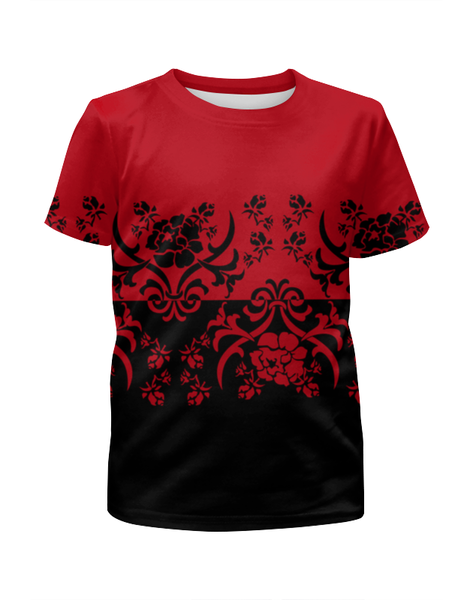 Заказать детскую футболку в Москве. Футболка с полной запечаткой для девочек Красно-черный от valezar - готовые дизайны и нанесение принтов.