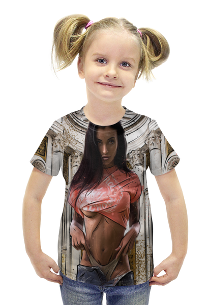Заказать детскую футболку в Москве. Футболка с полной запечаткой для девочек Tragedy Milk от Van Scaar - готовые дизайны и нанесение принтов.