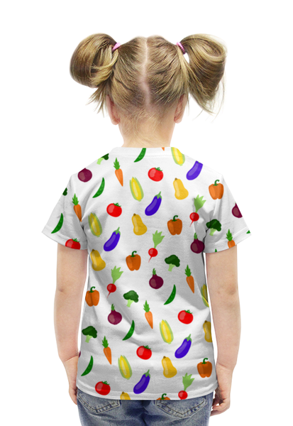 Заказать детскую футболку в Москве. Футболка с полной запечаткой для девочек ОВОЩИ от CoolDesign - готовые дизайны и нанесение принтов.