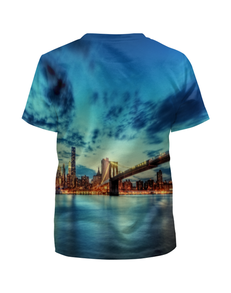 Заказать детскую футболку в Москве. Футболка с полной запечаткой для девочек Бруклинский мост от THE_NISE  - готовые дизайны и нанесение принтов.