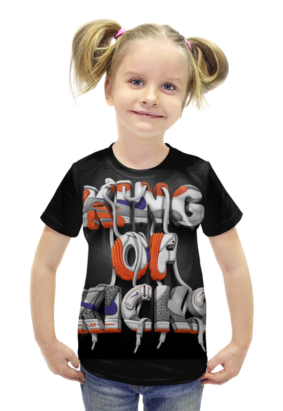 Заказать детскую футболку в Москве. Футболка с полной запечаткой для девочек King of kicks от ПРИНТЫ ПЕЧАТЬ  - готовые дизайны и нанесение принтов.