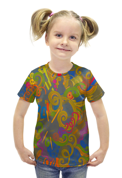 Заказать детскую футболку в Москве. Футболка с полной запечаткой для девочек Нитки от THE_NISE  - готовые дизайны и нанесение принтов.