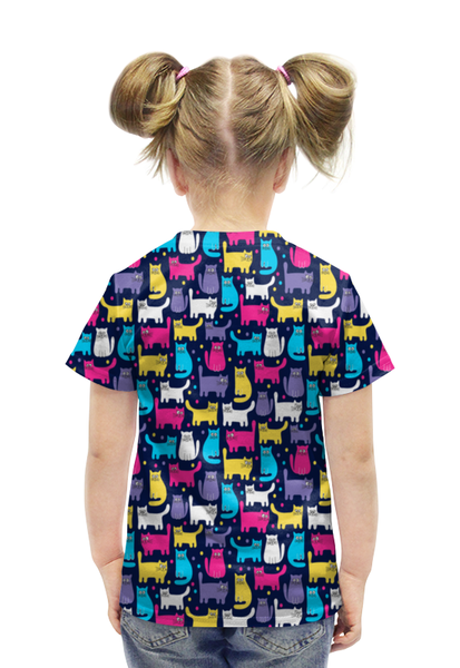 Заказать детскую футболку в Москве. Футболка с полной запечаткой для девочек Котики от THE_NISE  - готовые дизайны и нанесение принтов.