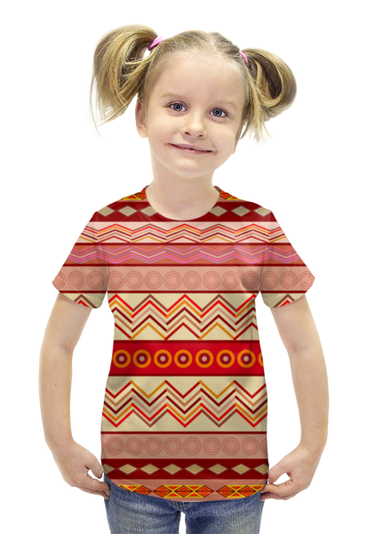 Заказать детскую футболку в Москве. Футболка с полной запечаткой для девочек ETHNIC от CoolDesign - готовые дизайны и нанесение принтов.