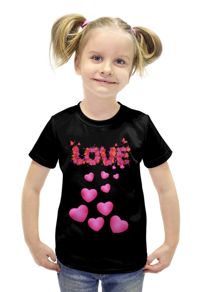 Заказать детскую футболку в Москве. Футболка с полной запечаткой для девочек Любовь от THE_NISE  - готовые дизайны и нанесение принтов.