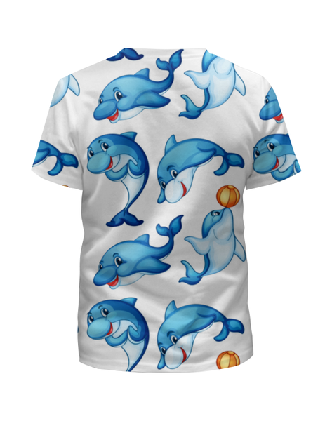 Заказать детскую футболку в Москве. Футболка с полной запечаткой для девочек Дельфины от T-shirt print  - готовые дизайны и нанесение принтов.