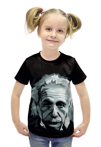 Заказать детскую футболку в Москве. Футболка с полной запечаткой для девочек Альберт Эйнштейн от thegallery - готовые дизайны и нанесение принтов.