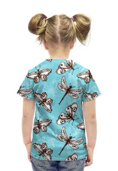 Заказать детскую футболку в Москве. Футболка с полной запечаткой для девочек Бабочки и стрекозы от nadegda - готовые дизайны и нанесение принтов.