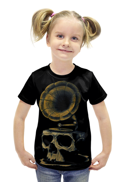 Заказать детскую футболку в Москве. Футболка с полной запечаткой для девочек Skull Art от Leichenwagen - готовые дизайны и нанесение принтов.
