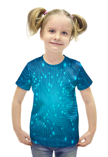 Заказать детскую футболку в Москве. Футболка с полной запечаткой для девочек Техно от THE_NISE  - готовые дизайны и нанесение принтов.