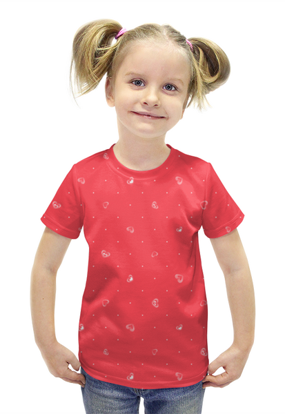 Заказать детскую футболку в Москве. Футболка с полной запечаткой для девочек Сердечки от bd-art  - готовые дизайны и нанесение принтов.