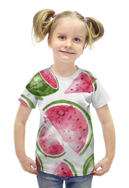 Заказать детскую футболку в Москве. Футболка с полной запечаткой для девочек Арбуз от nadegda - готовые дизайны и нанесение принтов.