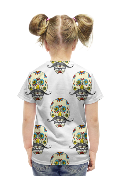 Заказать детскую футболку в Москве. Футболка с полной запечаткой для девочек Роспись на черепе от THE_NISE  - готовые дизайны и нанесение принтов.