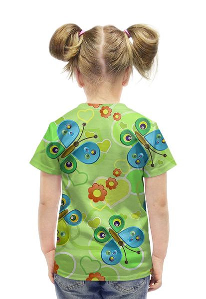 Заказать детскую футболку в Москве. Футболка с полной запечаткой для девочек Бабочки от T-shirt print  - готовые дизайны и нанесение принтов.