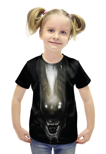 Заказать детскую футболку в Москве. Футболка с полной запечаткой для девочек Alien / Чужой от crash - готовые дизайны и нанесение принтов.