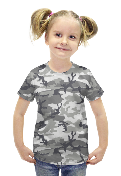 Заказать детскую футболку в Москве. Футболка с полной запечаткой для девочек Камуфляж (Урбан) от printik - готовые дизайны и нанесение принтов.