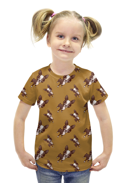 Заказать детскую футболку в Москве. Футболка с полной запечаткой для девочек Собачки (1) от ПРИНТЫ ПЕЧАТЬ  - готовые дизайны и нанесение принтов.