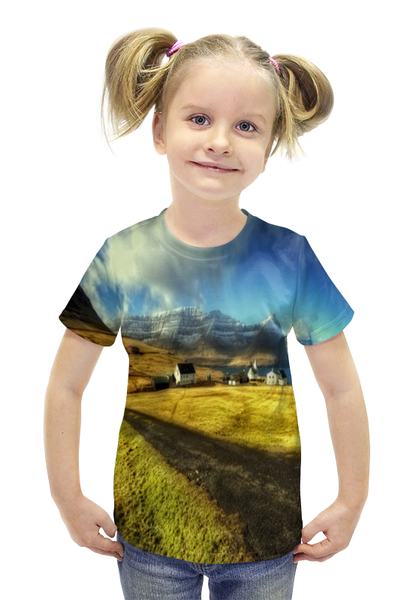 Заказать детскую футболку в Москве. Футболка с полной запечаткой для девочек Деревня от THE_NISE  - готовые дизайны и нанесение принтов.