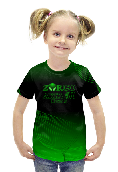 Заказать детскую футболку в Москве. Футболка с полной запечаткой для девочек ЗОРГО. Из серии Зона 51 от Zorgo-Art  - готовые дизайны и нанесение принтов.