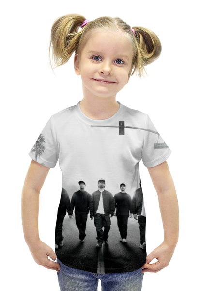 Заказать детскую футболку в Москве. Футболка с полной запечаткой для девочек Прямиком из Комптона от skynatural - готовые дизайны и нанесение принтов.