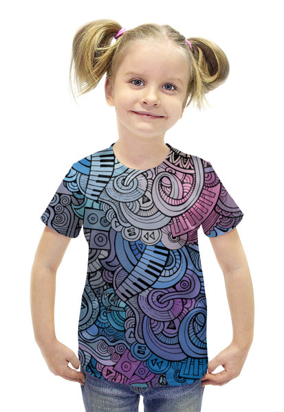 Заказать детскую футболку в Москве. Футболка с полной запечаткой для девочек музыка от THE_NISE  - готовые дизайны и нанесение принтов.