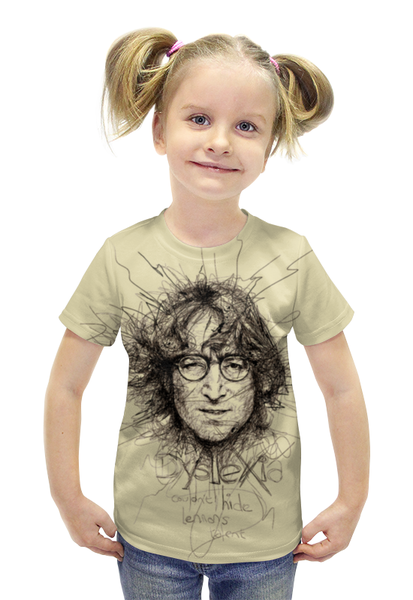 Заказать детскую футболку в Москве. Футболка с полной запечаткой для девочек John Lennon (The Beatles) от Leichenwagen - готовые дизайны и нанесение принтов.
