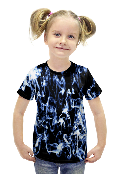 Заказать детскую футболку в Москве. Футболка с полной запечаткой для девочек Узор дыма от THE_NISE  - готовые дизайны и нанесение принтов.
