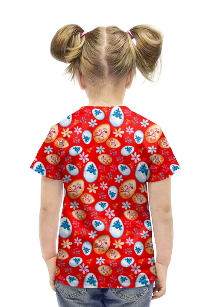 Заказать детскую футболку в Москве. Футболка с полной запечаткой для девочек Пасхальные яйца от Amerikanka - готовые дизайны и нанесение принтов.