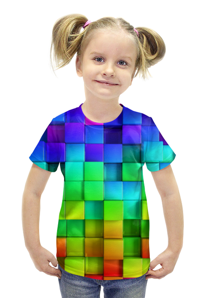 Заказать детскую футболку в Москве. Футболка с полной запечаткой для девочек Colorful от Jimmy Flash - готовые дизайны и нанесение принтов.