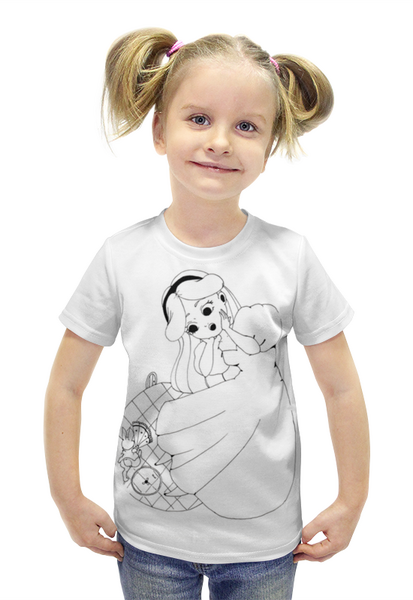 Заказать детскую футболку в Москве. Футболка с полной запечаткой для девочек Алиса и белый кролик от Юлька Мега - готовые дизайны и нанесение принтов.