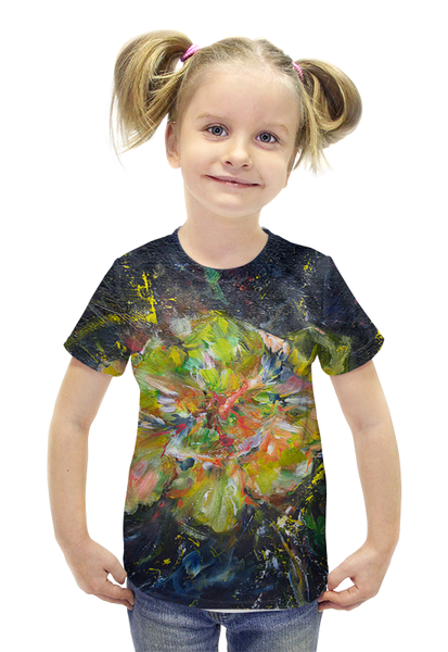 Заказать детскую футболку в Москве. Футболка с полной запечаткой для девочек Роза-звезда от Anna Lomachenko - готовые дизайны и нанесение принтов.