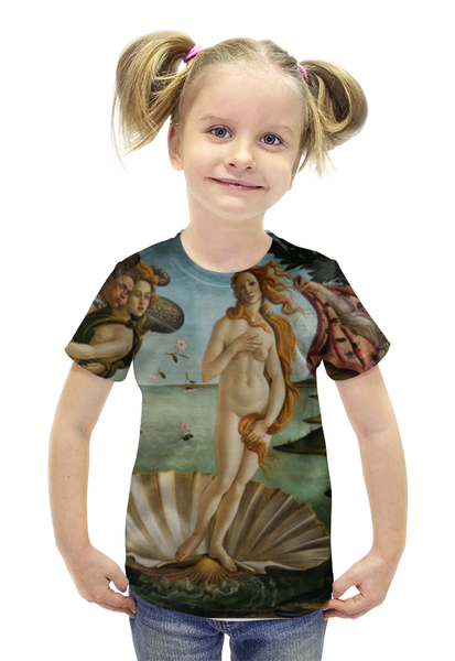 Заказать детскую футболку в Москве. Футболка с полной запечаткой для девочек Рождение Венеры от Y L - готовые дизайны и нанесение принтов.