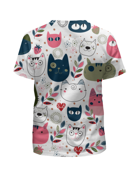 Заказать детскую футболку в Москве. Футболка с полной запечаткой для девочек прикольные коты от Amerikanka - готовые дизайны и нанесение принтов.