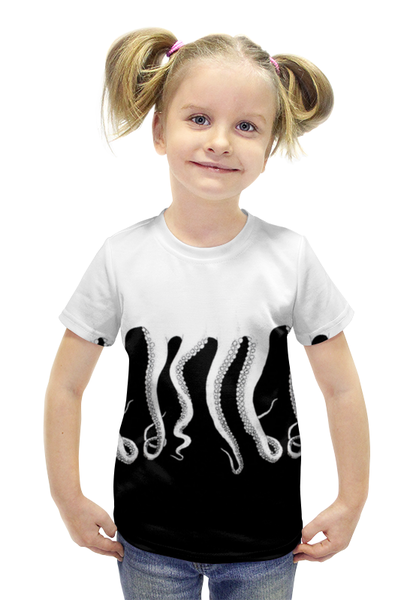 Заказать детскую футболку в Москве. Футболка с полной запечаткой для девочек Осьминог от inPrintio - готовые дизайны и нанесение принтов.