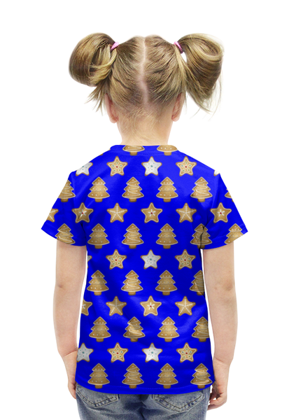 Заказать детскую футболку в Москве. Футболка с полной запечаткой для девочек елочки от THE_NISE  - готовые дизайны и нанесение принтов.