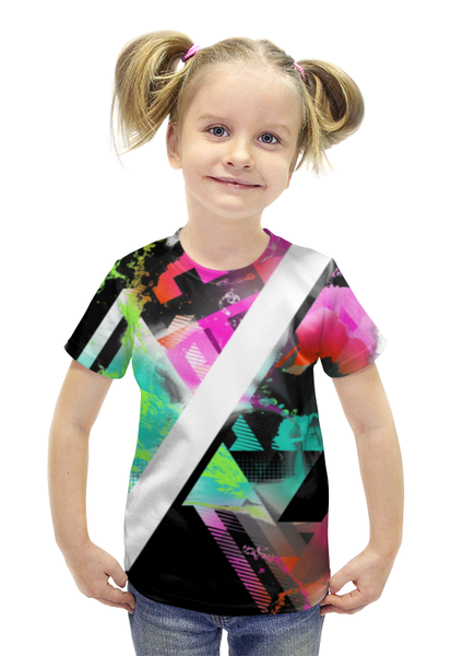 Заказать детскую футболку в Москве. Футболка с полной запечаткой для девочек graphic design от denis01001 - готовые дизайны и нанесение принтов.