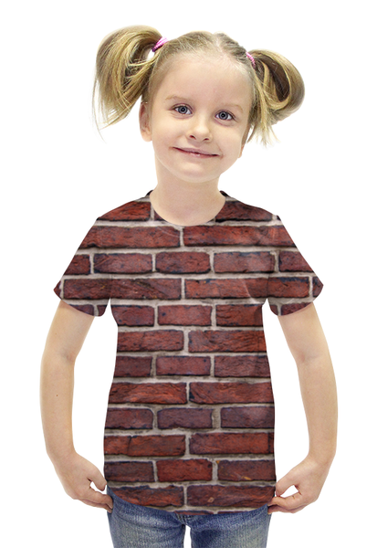 Заказать детскую футболку в Москве. Футболка с полной запечаткой для девочек Кирпичная кладка от Leichenwagen - готовые дизайны и нанесение принтов.
