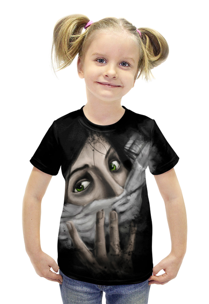 Заказать детскую футболку в Москве. Футболка с полной запечаткой для девочек Art Horror от Leichenwagen - готовые дизайны и нанесение принтов.