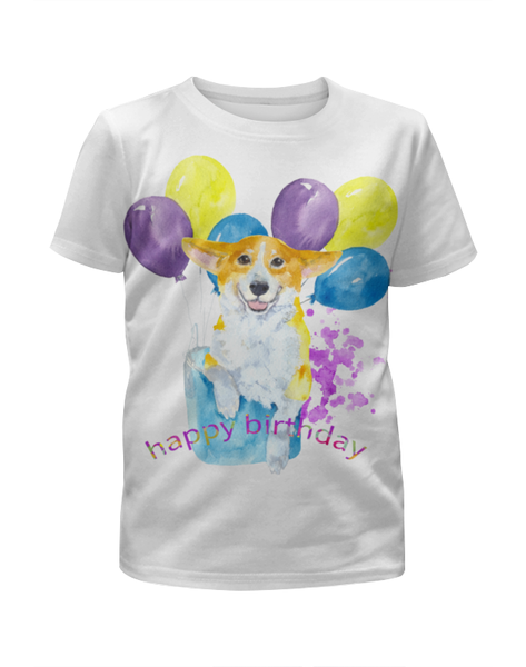 Заказать детскую футболку в Москве. Футболка с полной запечаткой для девочек Солнечная собака. от juliafast77 - готовые дизайны и нанесение принтов.