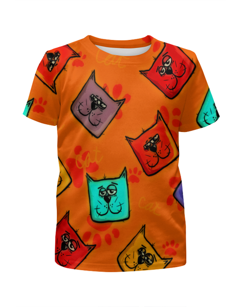 Заказать детскую футболку в Москве. Футболка с полной запечаткой для девочек котики от THE_NISE  - готовые дизайны и нанесение принтов.