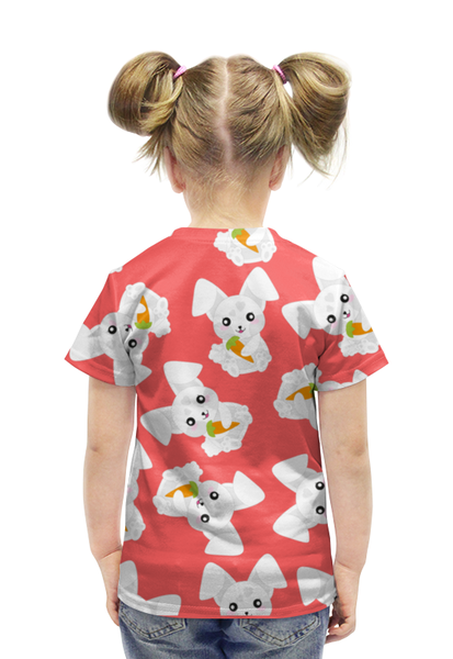 Заказать детскую футболку в Москве. Футболка с полной запечаткой для девочек Кролики от nadegda - готовые дизайны и нанесение принтов.