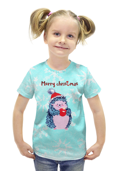 Заказать детскую футболку в Москве. Футболка с полной запечаткой для девочек Christmas от THE_NISE  - готовые дизайны и нанесение принтов.