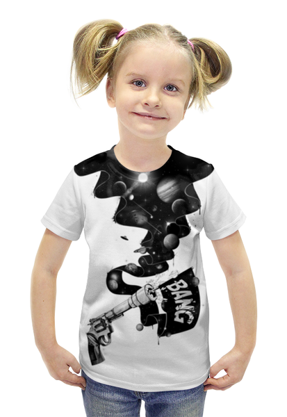 Заказать детскую футболку в Москве. Футболка с полной запечаткой для девочек Выстрел в космос от ISliM - готовые дизайны и нанесение принтов.