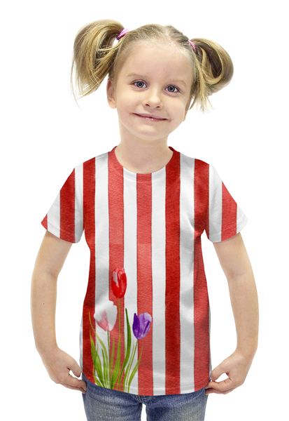 Заказать детскую футболку в Москве. Футболка с полной запечаткой для девочек Мятная карамель от anomalica - готовые дизайны и нанесение принтов.