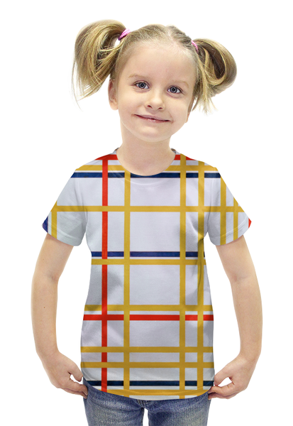 Заказать детскую футболку в Москве. Футболка с полной запечаткой для девочек Нью-Йорк 1 (Питер Мондриан) от trend - готовые дизайны и нанесение принтов.