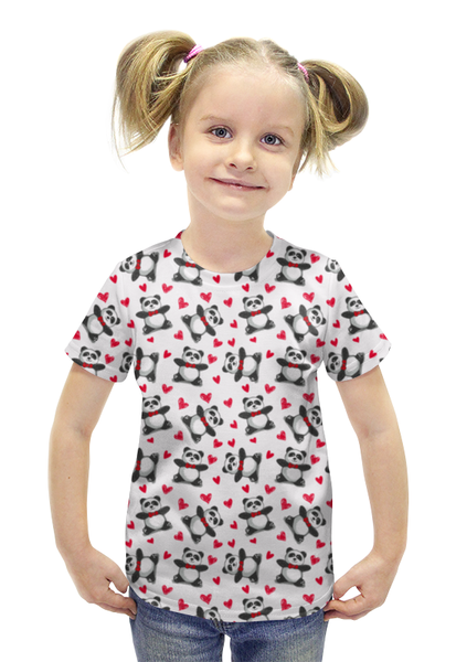 Заказать детскую футболку в Москве. Футболка с полной запечаткой для девочек Мишки Панда от Илья Щеблецов - готовые дизайны и нанесение принтов.