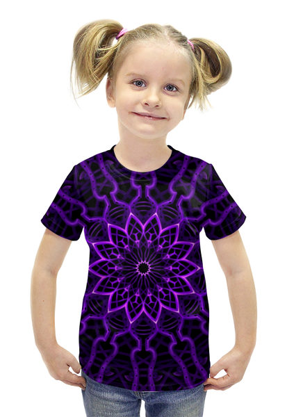 Заказать детскую футболку в Москве. Футболка с полной запечаткой для девочек Абстрактный цветок  от PrintArtist - готовые дизайны и нанесение принтов.