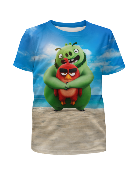 Заказать детскую футболку в Москве. Футболка с полной запечаткой для девочек Angry Birds от skynatural - готовые дизайны и нанесение принтов.